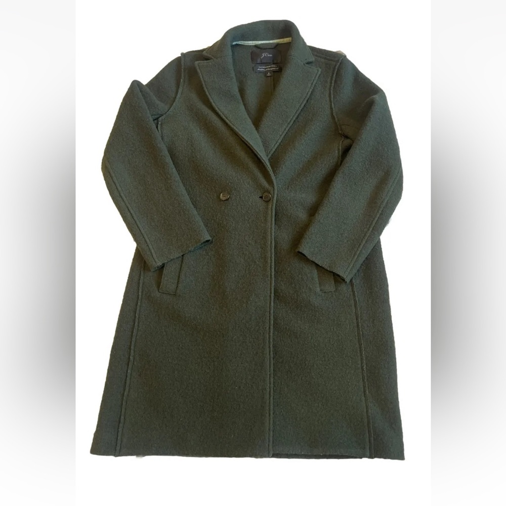 J Crew Daphne Topcoat Italian Boiled Wool Green J4864 Size 6